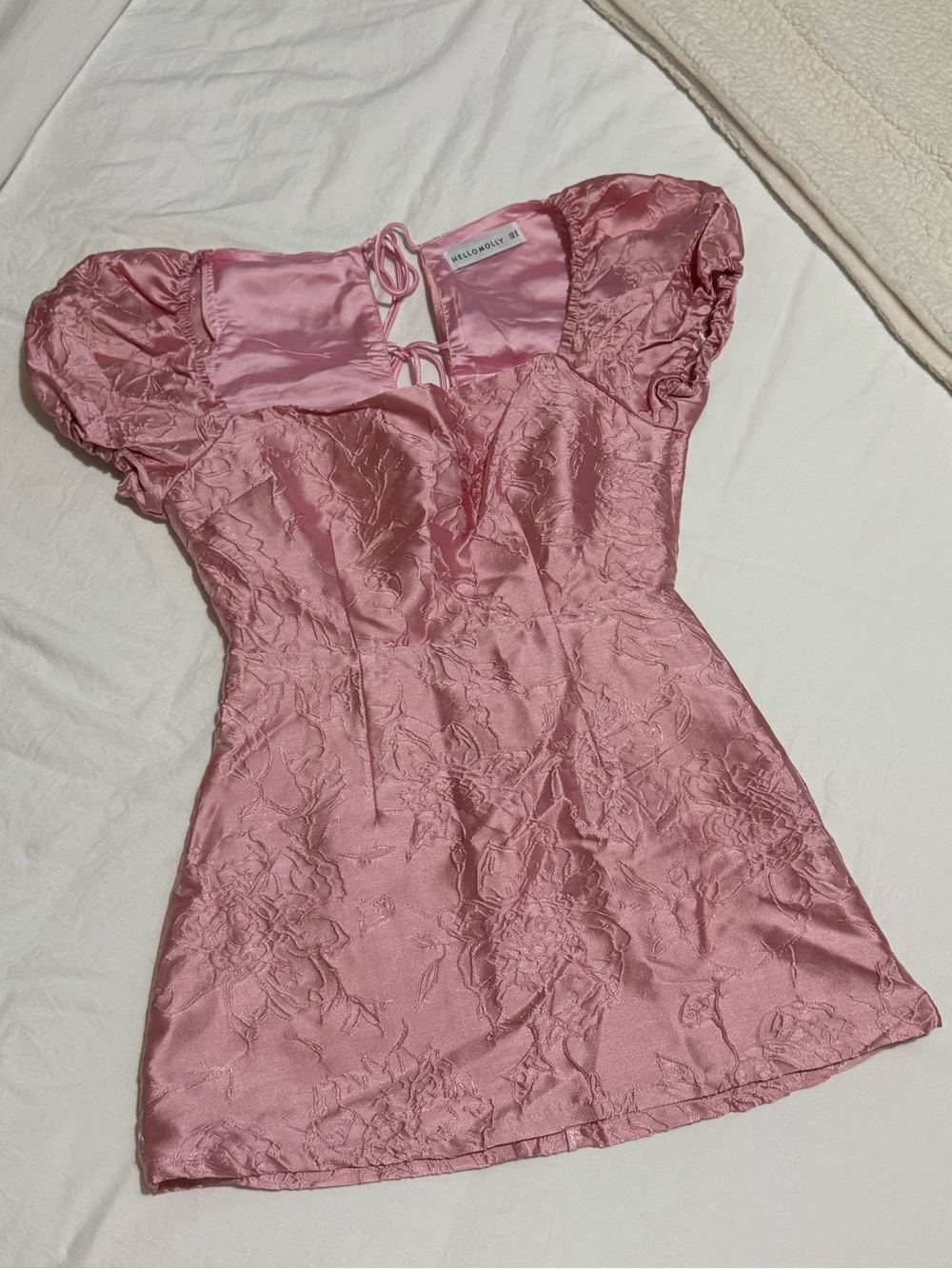 Hello Molly Pink Satin Jacquard Mini Dress